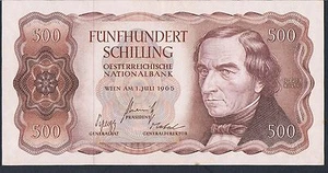 AUSTRIA BANKNOTE 500 P139 1965 GEF-aAU - Picture 1 of 2