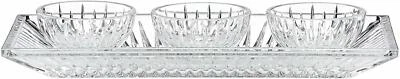 Reed & Barton Crystal Tray & 3 Bowls Serving Set 4PC Clear Bold Cuts Soho NEW - Image 1 of 3