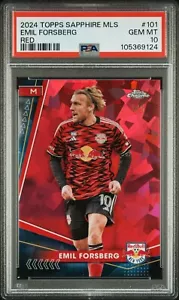 2024 TOPPS CHROME MLS ZAFFIRO EMIL FORSBERG #101 ROSSO 3/5 PSA 10 KK - Foto 1 di 2