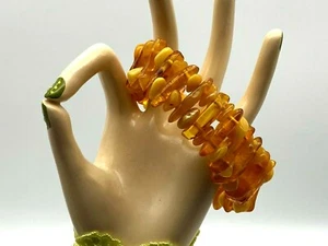 Genuine Real Stone Amber Elastic Band Bracelet Brand New 2,5 cm wide 20.50g - Picture 1 of 11