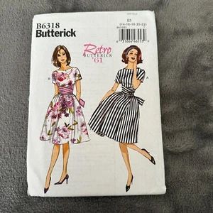 Butterick B6318 Retro '61 Dress Sewing Pattern Size 14-22 Fit Flare Belted Uncut - Picture 1 of 9