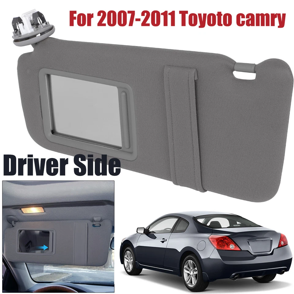For 2007-2011 Toyota Camry Gray Sun Visor Left Driver Side With Sunroof + Light Foto 1 de 4