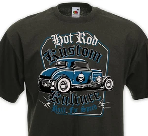 T-shirt HOT ROD - Kustom Kulture Built For Speed - V8 Ford T Custom Racer Drag - Imagen 1 de 1