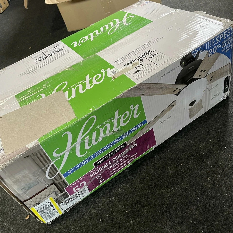 Hunter 50405 Highdale 52-in Ceiling Fan, Noble Bronze, NO GLASS GLOBE - Image 1 of 4