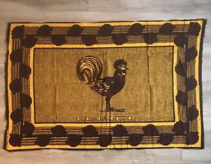 Vintage Kenya Rooster Fabric Scarf Tablecloth Jogoo Wa Shamba Hawiki Mjini 63x41 - Picture 1 of 5