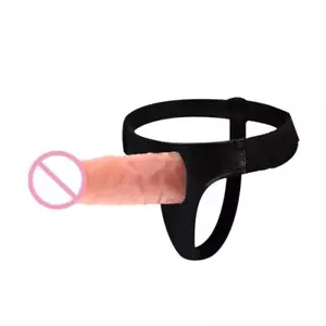 Penis Extender Hollow Sleeve Strap On Dildo Pants Wearable Men Gay Women Lesbian - Picture 1 of 9