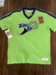 Mitchell & Ness Verde MLB Tampa Bay Devil Rays Tiempo Extra Ganar Cuello en V Talla L Nuevo con Etiquetas - Imagen 1 de 6
