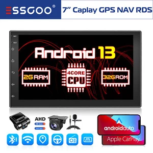 7" Android 13 2+32G Carplay Stereo Head Unit 2 DIN Radio GPS NAV DVR +MIC Camera - Picture 1 of 14