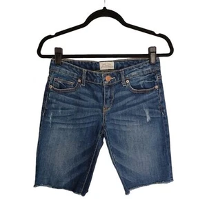 Aeropostale dunkel mittelblau roher Saum Bermuda Denim Jeansshorts 3/4 - Bild 1 von 6