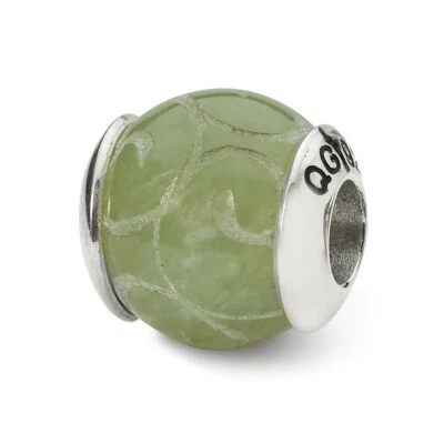 Geätzt Jade Stein Perlen .925 Sterlingsilber Antik Reflection Beads - Bild 1 von 4