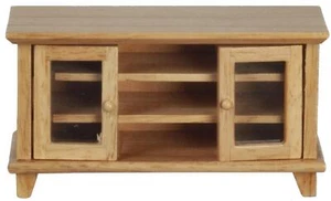 Dolls House Light Oak TV Stand Cabinet Modern Miniature Living Room Furniture - Picture 1 of 8
