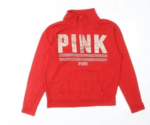 PINK Womens Red Cotton Blend Sweatshirt Size XS Zip - Picture 1 of 10