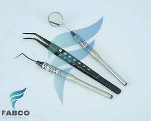 Juego Dental Básico de 3 Instrumentos Explorador de Espejos Alicates Universitarios PREMIUM ALEMÁN - Imagen 1 de 2