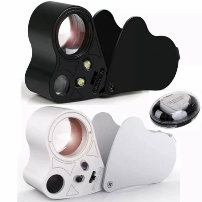 LED Einschlag Lupe Taschenlupe Juwelier Präzisionslupe Uhrmacher Schmuck 30x 60x - Bild 1 von 4