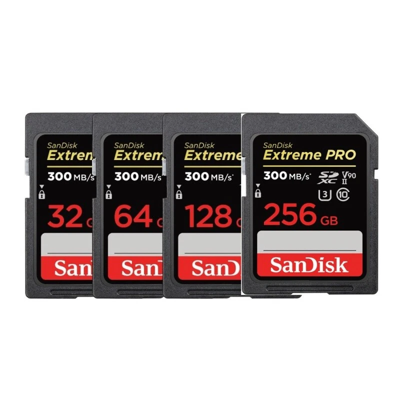 Sandisk Extreme Pro 32GB 64GB 128GB 256GB 512GB SDXC SDHC SD Card 300MBs UHS-II - Image 1 of 2