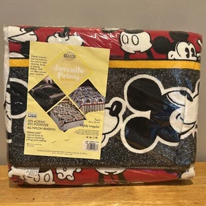 Vintage Disney Mickey Mouse Red Face New Beacon 66 x 90 blanket Throw NOS - Picture 1 of 4