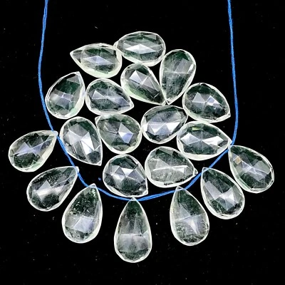 16 Pcs Natural White Quartz 19.6-24.7m Drilled Almonds Loose Untreated Gemstones - Image 1 of 4