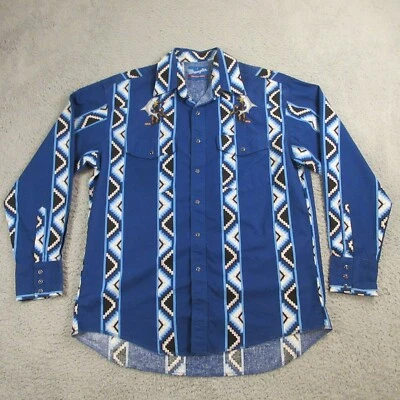 Camisa De Colección Wrangler Para Hombres Azteca Occidental Talla L Bordada Tiburón King Kong Gaucho Foto 1 de 4