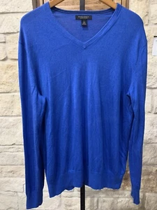 Suéter Banana Republic Mezcla de Lujo Para Hombre Cuello en V Mangas Largas Azul Real Talla L - Imagen 1 de 5
