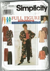 Simplicity #7909 Vintage Mary Duffy Shirtkleid oder Shirt-Hose Muster Gr. 18W-24W UC - Bild 1 von 2