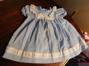 Toddler Dress Vintage USA Blue Polka Dot 18 Month - Picture 1 of 5