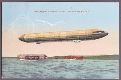 GERMANY 1908 ZEPPELIN Airship LZ3 Pic PPC Card by Bodensee Ship Mail KONSTANZ to - Image 1 of 2