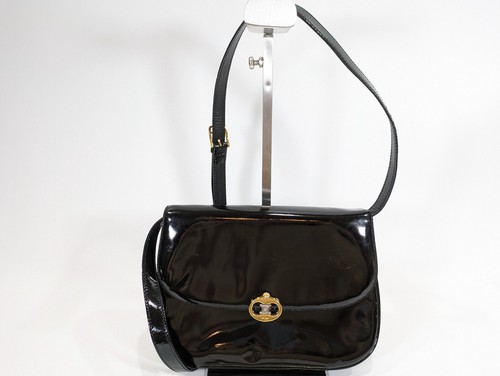 Borsa a tracolla CELINE Triomphe in pelle smaltata nera