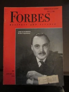 Forbes Business Magazine January 1958 Acres of Diamonds De Beers Oppenheimer 67 - Picture 1 of 1