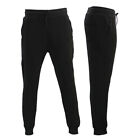 Men's Unisex Fleece Lined Jogger Track Pants Casual Gym Zipped Pockets Slim Cuff