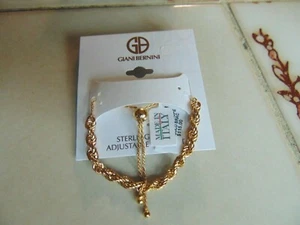 GIANI BERNINI Rope Bolo Bracelet YELLOW GOLD over STERLING SILVER New w tags - Picture 1 of 7