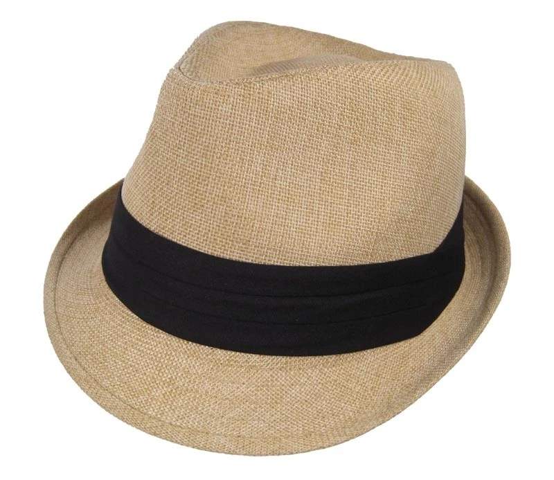 Adult Men's Summer One Piece Beach Khaki Tan Black Band Crushable Cosplay FEDORA - Image 1 of 1