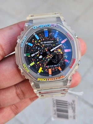 Casio G-Shock GA-2100 Custom Transparent Mod – Rainbow Index – Unique Design - Image 1 of 4