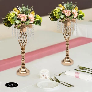 6 Pcs Crystal Flower Stand Flower Vases Table Centerpiece Wedding Decor 55cm - Picture 1 of 14