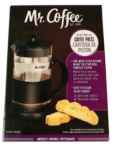 Mr Coffee French Press 32 oz 946 ml Black & Glass & Stainless Steel & Scoop - Picture 1 of 3