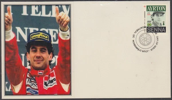 CANADA # 2995.9 - FORMULA 1 AYRTON SENNA POSTAGE STAMP on SUPERB ENVELOPE #9 - Image 1 of 1