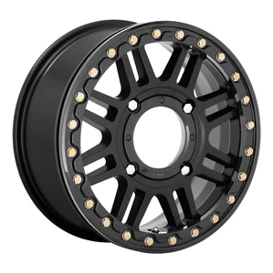 KMC KS250 Satin Black UTV Beadlock Wheel Rim Gloss Black Ring 15x6 4/156 +38mm - Bild 1 von 3