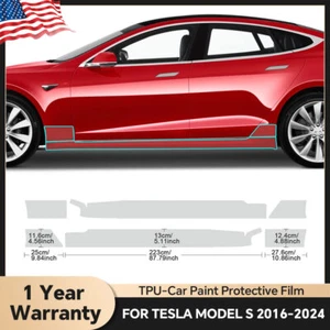 Side Skirt Precut Paint Protection Film Clear PPF For Tesla Model S 2012-2024 - Picture 1 of 18