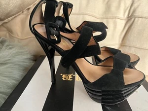 L.A.M.B. Valora Black Platform Sandal Sz 8.5 - Picture 1 of 7