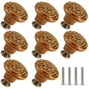 Brown Ceramic Knobs 20 Pack Flower Drawer Pulls Vintage Cabinet Knobs - Antiq... - Bild 1 von 6