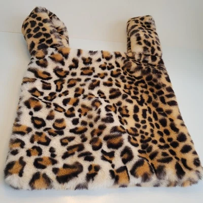 Faux Fur Leopard Handbag Women Super Soft Lined Nylon Purse Bag Fun Descript! - Image 1 of 4