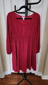 Women's Isabel Maternity Long Sleeve Smocked Jacquard Dress Berry Size XL - Picture 1 of 8