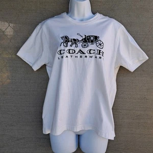 Coach Horse And Carriage Crewneck T-Shirt Unisex Adult Large White - Picture 1 of 6