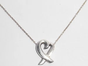 TIFFANY & CO STERLING SILVER POLOMA PICASO INFINITY HEART PENDANT WITH NECKLACE - Picture 1 of 6