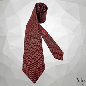 HERMES PARIS 5664 EA Red & Black Monogrammed ‘’H’’ Silk Tie France 59" -3" EX CD - Picture 1 of 7