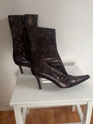 Martinez Valero Metallic On leather Heeled Boots - Size 38 - Imagen 1 de 4