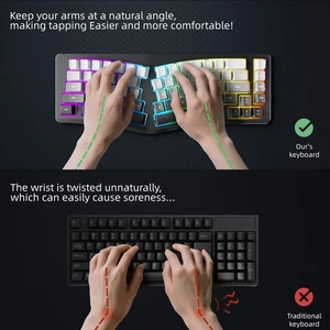 USB Wired Ergonomic Keyboard RGB Backlit 69 Keys For OS X - Picture 1 of 24