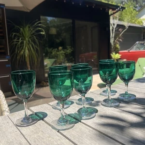 Victorian Era Glass Bristol Green 2oz Hand Blown Antique 4 1/2" Port Wine 1880- - Picture 1 of 10