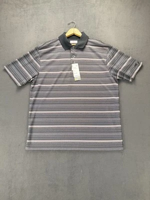 Grand Slam Performance Polo Shirt XL Black Pink Stripe Stretch Golf Retro NWT - Image 1 of 4