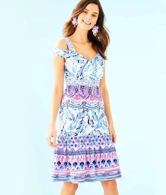 LILLY PULITZER NWT $228 Iva Cold Shoulder Midi Dress in Flock Together Size 6 - Image 1 of 4