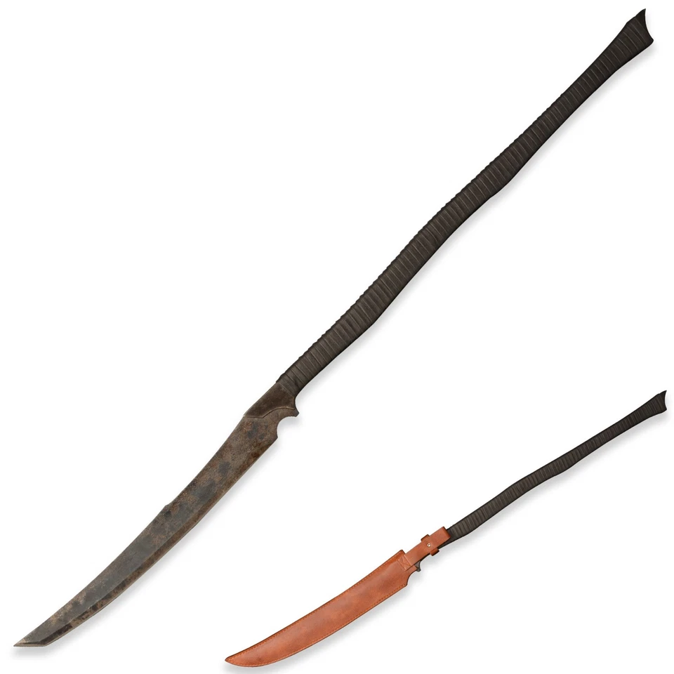 Espada larga hecha a mano de acero al manganeso y funda de machete afilada/exterior/cuero Foto 1 de 4